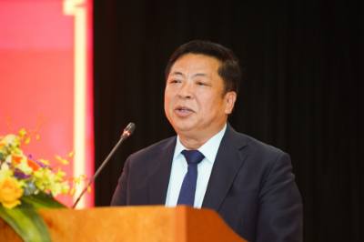 Bí thư Đảng uỷ, Bộ trưởng Bộ Xây dựng Trần Hồng Minh phát biểu chỉ đạo tại hội nghị. Ảnh: Diệp Anh - TTXVN