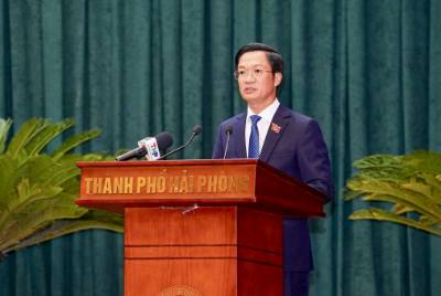 Ông Phạm Văn Lập, Chủ tịch HĐND thành phố Hải Phòng phát biểu. Ảnh: Minh Huệ-TTXVN