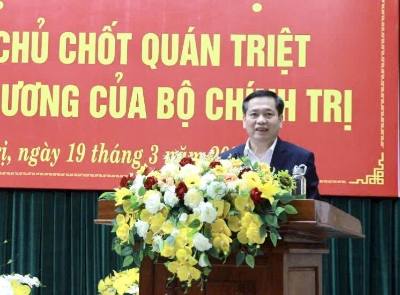 Bí thư Tỉnh ủy Quảng Trị Nguyễn Long Hải phát biểu chỉ đạo hội nghị. Ảnh: Nguyên Linh- TTXVN