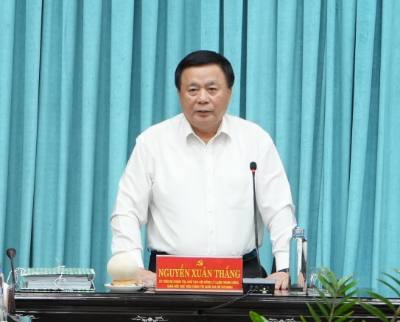 Đồng chí Nguyễn Xuân Thắng phát biểu tại Hội nghị. Ảnh: Huỳnh Phúc Hậu - TTXVN