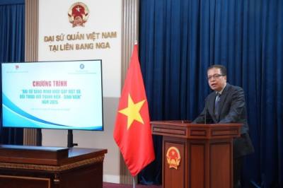 Đại sứ Việt Nam tại LB Nga Đặng Minh Khôi phát biểu chỉ đạo. Ảnh: Quang Vinh - PV TTXVN tại LB Nga