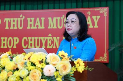 Bà Cao Thị Hòa An, Bí thư Tỉnh ủy, Chủ tịch HĐND tỉnh Phú Yên phát biểu. Ảnh: Xuân Triệu - TTXVN