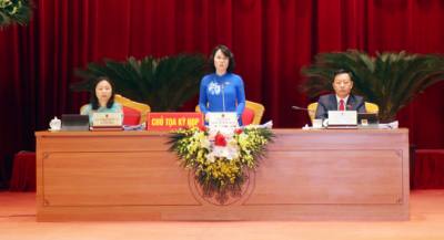 Chủ tọa kỳ họp thứ 26 HĐND tỉnh Quảng Ninh. Ảnh: Văn Đức - TTXVN