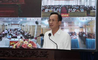 Ông Phạm Văn Thiều, Chủ tịch UBND tỉnh Bạc Liêu, phát biểu tại Hội nghị. Ảnh: Chanh Đa-TTXVN