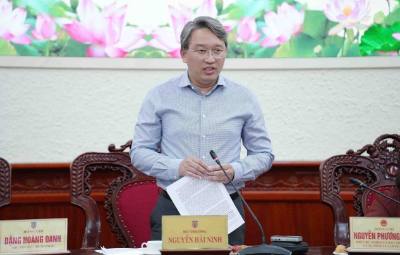 Bộ trưởng Bộ Tư pháp Nguyễn Hải Ninh phát biểu. Ảnh: Phạm Kiên - TTXVN