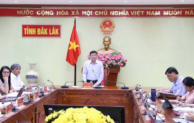 Phó Chủ tịch Thường trực UBND tỉnh Đắk Lắk Nguyễn Tuấn Hà phát biểu tại hội nghị. Ảnh: Hoài Thu – TTXVN
