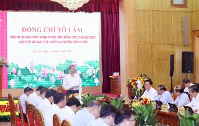 Tổng Bí thư Tô Lâm phát biểu chỉ đạo. Ảnh: Thống Nhất -TTXVN
