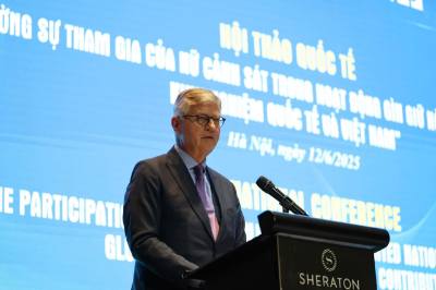 Phó Tổng Thư ký Liên hợp quốc Jean-Pierre Lacroix phát biểu tại hội thảo. Ảnh: TTXVN phát