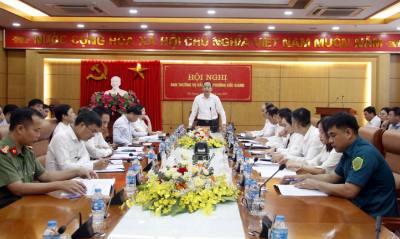 Vận hành mẫu hội nghị Ban Thường vụ Đảng ủy phường Bắc Giang do đồng chí Đặng Đình Hoan, Tỉnh ủy viên, Bí thư Đảng ủy, Chủ tịch HĐND phường Bắc Giang chủ trì. Ảnh: Đồng Thúy-TTXVN