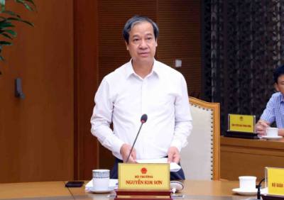 Bộ trưởng Bộ Giáo dục và Đào tạo Nguyễn Kim Sơn phát biểu. Ảnh: Phạm Kiên - TTXVN