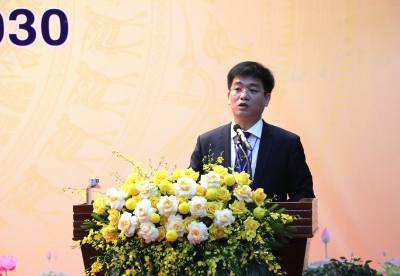 Bí thư Đảng ủy xã Khánh Cường Đỗ Tâm Hiển phát biểu nhận nhiệm vụ. Ảnh: Đinh Hương - TTXVN
