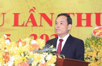 Bí thư Trung ương Đảng, Trưởng Ban Chính sách, chiến lược Trung ương Trần Lưu Quang phát biểu tại Đại hội. Ảnh: Đinh Thùy - TTXVN
