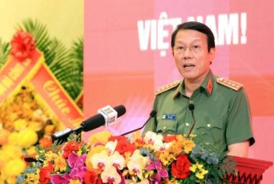 Đại tướng Lương Tam Quang, Uỷ viên Bộ Chính trị, Bí thư Đảng ủy Công an Trung ương, Bộ trưởng Bộ Công an phát biểu. Ảnh: Tuấn Anh - TTXVN