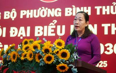 Bà Phan Thị Nguyệt, Bí thư Đảng ủy phường Bình Thủy (thành phố Cần Thơ) nhiệm kỳ 2025 - 2030. Ảnh: Thu Hiền - TTXVN           