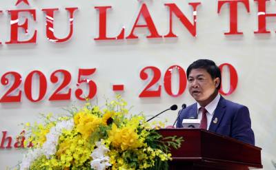 Chủ tịch UBND thành phố Đà Nẵng Lương Nguyễn Minh Triết phát biểu tại Đại hội. Ảnh: Trần Tĩnh - TTXVN