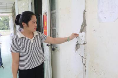Khu Nội trú cho học sinh trường Phổ thông Dân tộc Nội trú THCS Phục Hòa (Cao Bằng) hiện đã bị xuống cấp. Ảnh: Chu Hiệu - TTXVN