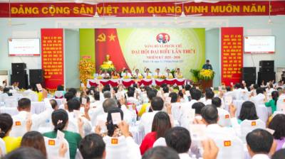 150 đại biểu đại diện cho hơn 639 đảng viên của Đảng bộ xã Phước Chỉ tham dự Đại hội. Ảnh: Minh Phú – TTXVN