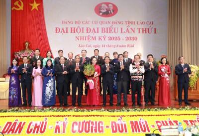 Đoàn đại biểu Đảng bộ các cơ quan Đảng tỉnh Lào Cai dự Đại hội đại biểu Đảng bộ tỉnh Lào Cai, nhiệm kỳ 2025 - 2030 gồm 30 đồng chí. Ảnh: Tuấn Anh - TTXVN