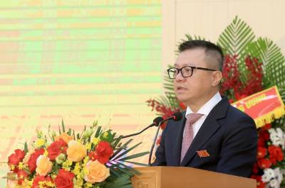 Đồng chí Lê Quốc Minh, Uỷ viên Ban chấp hành Trung ương Đảng, Phó Trưởng Ban Tuyên giáo và Dân vận Trung ương, Bí thư Đảng uỷ, Tổng Biên tập Báo Nhân dân, Chủ tịch Hội Nhà báo Việt Nam phát biểu. Ảnh: Tuấn Anh - TTXVN