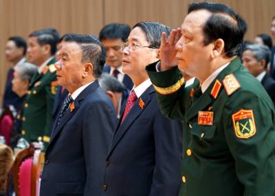 Ủy viên Bộ Chính trị, Thường trực Ban Bí thư Trần Cẩm Tú cùng các lãnh đạo, nguyên lãnh đạo Trung ương dự Đại hội. Ảnh: Quốc Dũng - TTXVN