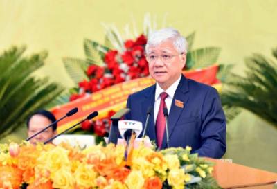 Ủy viên Bộ Chính trị, Bí thư Trung ương Đảng, Chủ tịch Ủy ban Trung ương Mặt trận Tổ quốc Việt Nam Đỗ Văn Chiến phát biểu chỉ đạo Đại hội. Ảnh: Quang Cường – TTXVN