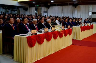 Các đồng chí lãnh đạo, nguyên lãnh đạo Đảng, Nhà nước dự Đại hội. Ảnh: Sỹ Tuyên - TTXVN