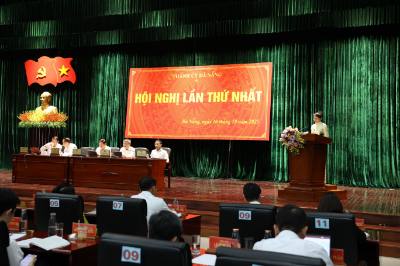 Giám đốc Sở Tài chính Đà Nẵng Trần Thị Thanh Tâm phát biểu tại Hội nghị. Ảnh: Anh Dũng - TTXVN