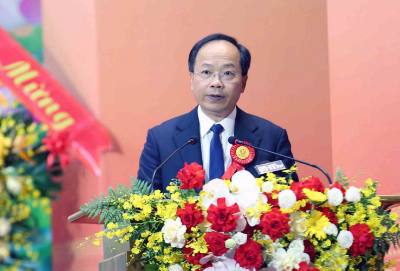 Ông Nguyễn Duy Lâm, Bí thư tỉnh ủy Hà Tĩnh, phát biểu tại Đại hội. Ảnh: Công Tường - TTXVN