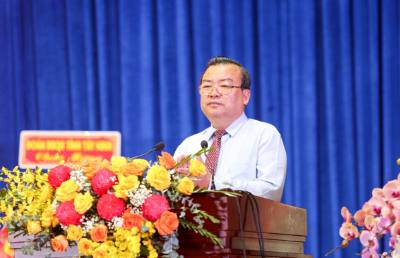 Ông Phạm Hùng Thái, Phó Bí thư Tỉnh ủy, Trưởng Đoàn Đại biểu Quốc hội tỉnh Tây Ninh, ghi nhận và biểu dương những thành tích của ngành Tổ chức xây dựng Đảng tỉnh. Ảnh: Giang Phương – TTXVN