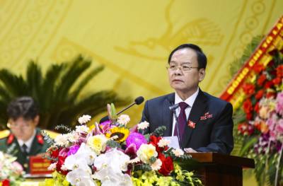 Ông Mùa A Sơn, Phó Bí thư Thường trực Tỉnh ủy Điện Biên phát biểu tại Đại hội. Ảnh: Xuân Tư – TTXVN