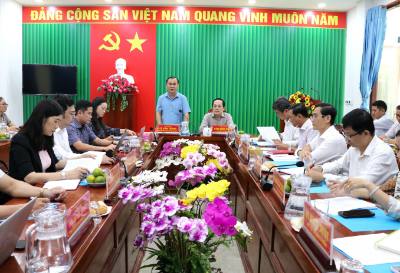 Quang cảnh buổi làm việc tại Đảng ủy phường Trà Vinh. Ảnh: Thanh Hòa- TTXVN