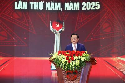 Đồng chí Nguyễn Trọng Nghĩa, Ủy viên Bộ Chính trị, Bí thư Trung ương Đảng, Trưởng Ban Tuyên giáo và Dân vận Trung ương, Phó Trưởng Ban Chỉ đạo 35 Trung ương, Phó Trưởng Ban Chỉ đạo Cuộc thi phát biểu phát động Cuộc thi năm 2026. Ảnh: Văn Điệp – TTXVN