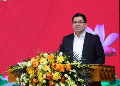 Bí thư Tỉnh ủy Bắc Ninh Nguyễn Hồng Thái phát biểu tại Hội nghị. Ảnh: Thanh Thương- TTXVN