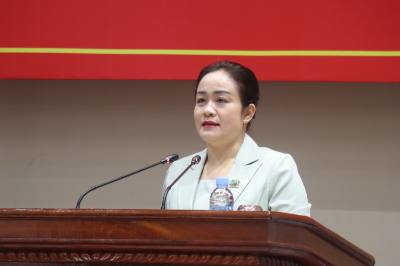 Phó Bí thư thường trực Tỉnh ủy Đồng Tháp Nguyễn Hải Trâm phát biểu tại Hội nghị.Ảnh: Công Trí - TTXVN 