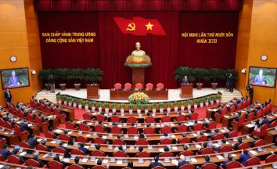 Phiên bế mạc Hội nghị lần thứ 14 Ban Chấp hành Trung ương Đảng khóa XIII.  Ảnh: Lâm Khánh - TTXVN