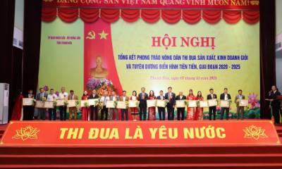 Tặng Bằng khen cho các hộ nông dân tiêu biểu giai đoạn 2020-2025. Ảnh: Hoa Mai - TTXVN