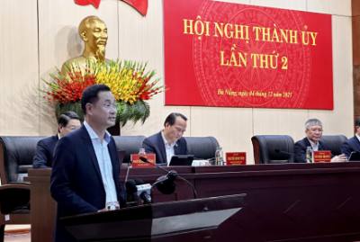 Bí thư Thành ủy Đà Nẵng Lê Ngọc Quang phát biểu tại hội nghị. Ảnh: Trần Lê Lâm - TTXVN 