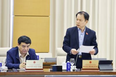 Chủ nhiệm Ủy ban Pháp luật và Tư pháp của Quốc hội Hoàng Thanh Tùng phát biểu. Ảnh: Doãn Tấn - TTXVN