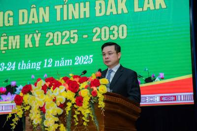 Ông Đỗ Hữu Huy, Phó Bí thư Tỉnh ủy Đắk Lắk phát biểu chỉ đạo Đại hội. Ảnh: Ngọc Minh - TTXVN