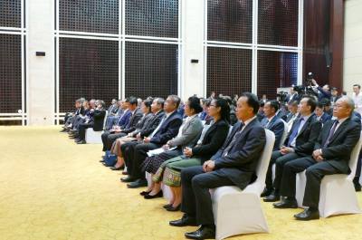 Các đại biểu tham dự họp báo. Ảnh: Xuân Tú - PV TTXVN tại Lào