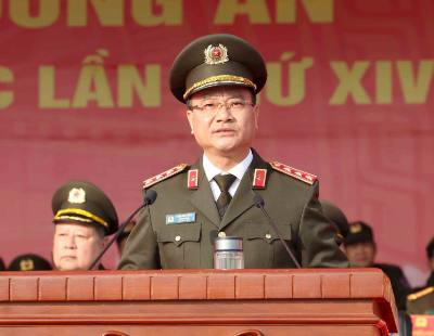 Thượng tướng Phạm Thế Tùng, Thứ trưởng Bộ Công an phát biểu tại buổi lễ. Ảnh: Phương Hoa - TTXVN