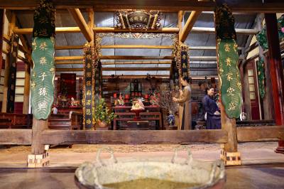 Di tích số 22 Hàng Buồm lần đầu tiên được lựa chọn để tái hiện không gian Tết và chợ Tết vùng đồng bằng Bắc Bộ. Ảnh: Thanh Tùng - TTXVN