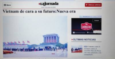 Bài báo được đăng trên trang báo mạng của tờ báo cánh tả lớn nhất Mexico La Jornada hôm 19/1. Ảnh: Chụp màn hình- Phương Lan- PVTTXVN tại Mexico