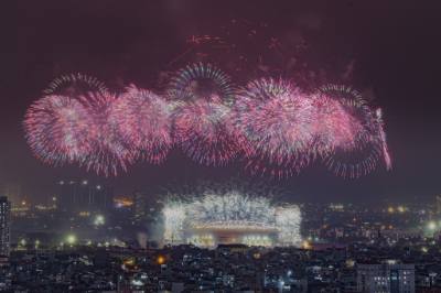 Вид на репетицию фейерверка.  Фото ВНА