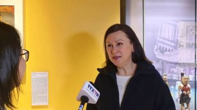 Bà Albina Legostaeva trả lời phỏng vấn phóng viên TTXVN tại LB Nga về chiến lược phát triển văn hoá và con người. Ảnh: Trần Hải - phóng viên TTXVN tại LB Nga