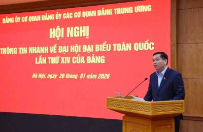 Đồng chí Nguyễn Long Hải, Uỷ viên Trung ương Đảng, Phó Bí thư Thường trực Đảng uỷ các cơ quan Đảng Trung ương phát biểu tại hội nghị. Ảnh: TTXVN